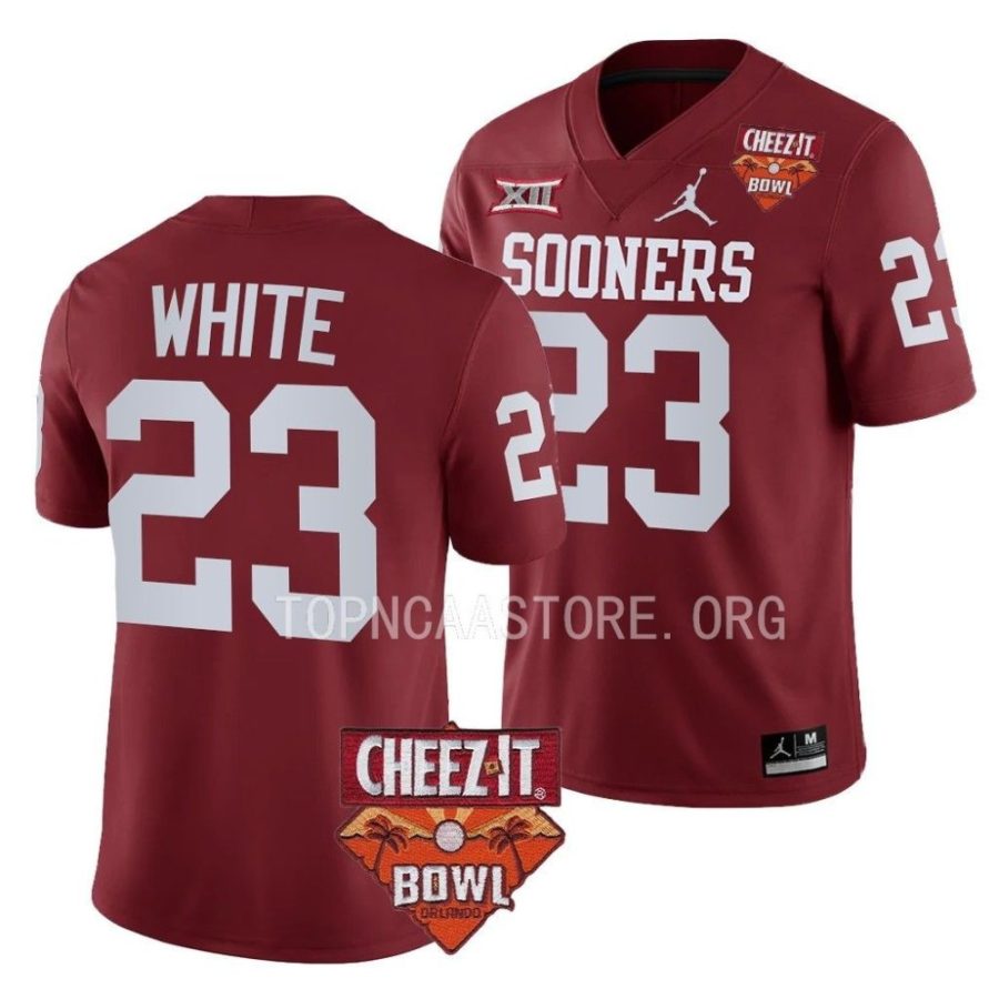 oklahoma sooners dashaun white crimson 2022 cheez it bowl college football jersey scaled