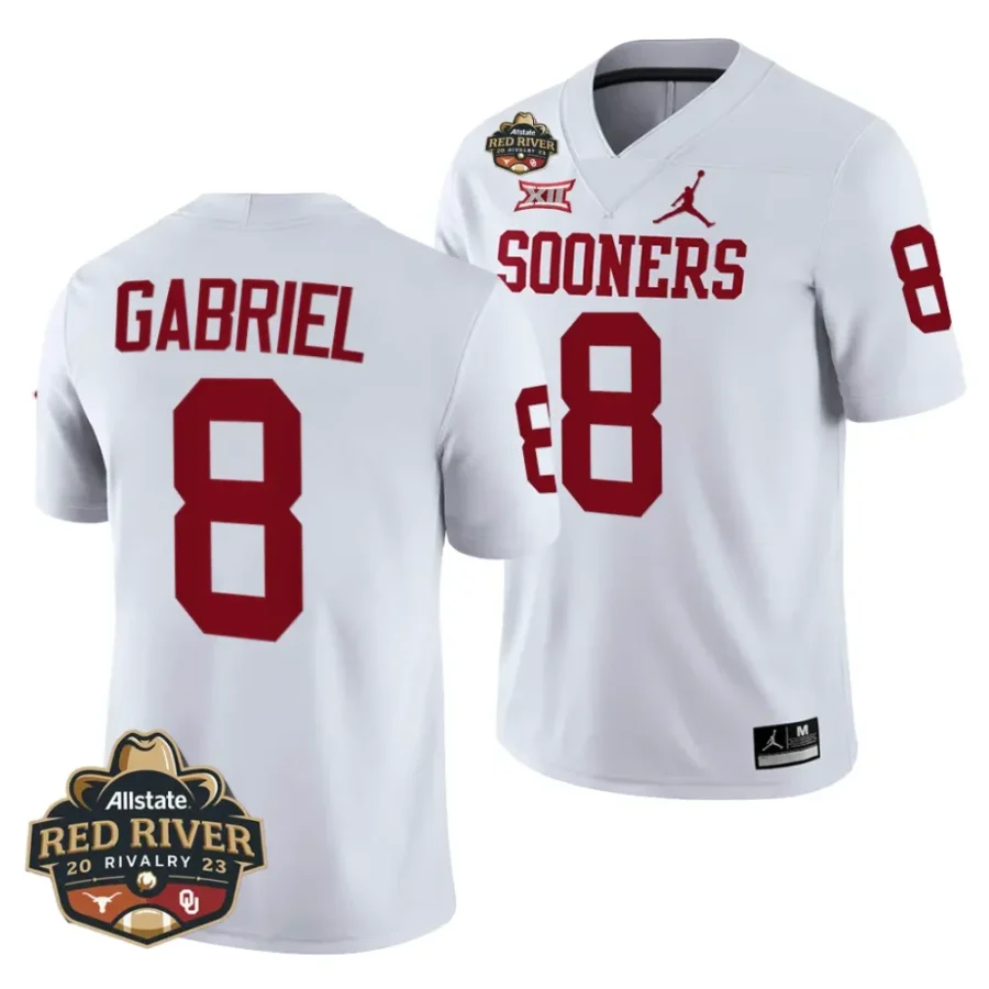 oklahoma sooners dillon gabriel white 2023 allstate red river rivalry football jersey scaled