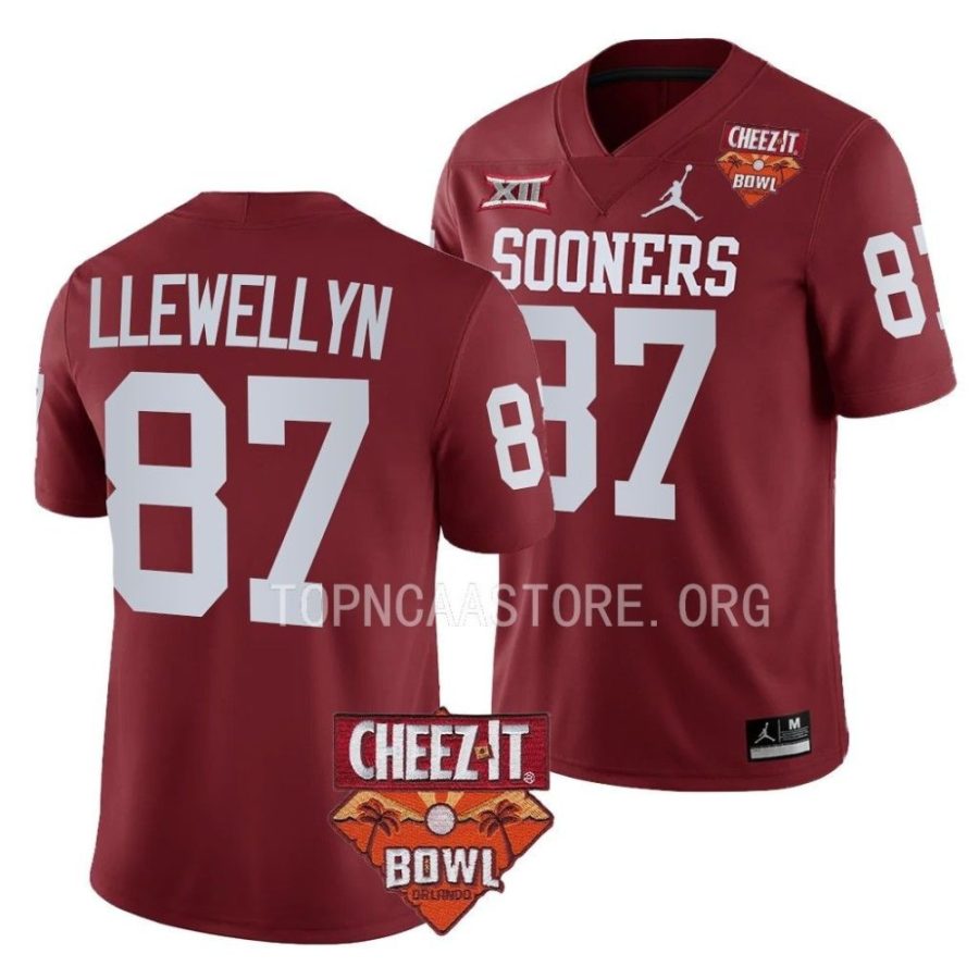 oklahoma sooners jason llewellyn crimson 2022 cheez it bowl college football jersey scaled