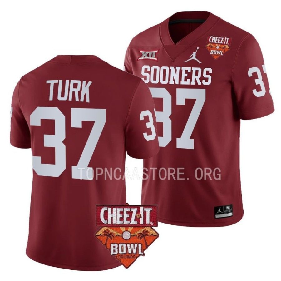 oklahoma sooners michael turk crimson 2022 cheez it bowl college football jersey scaled