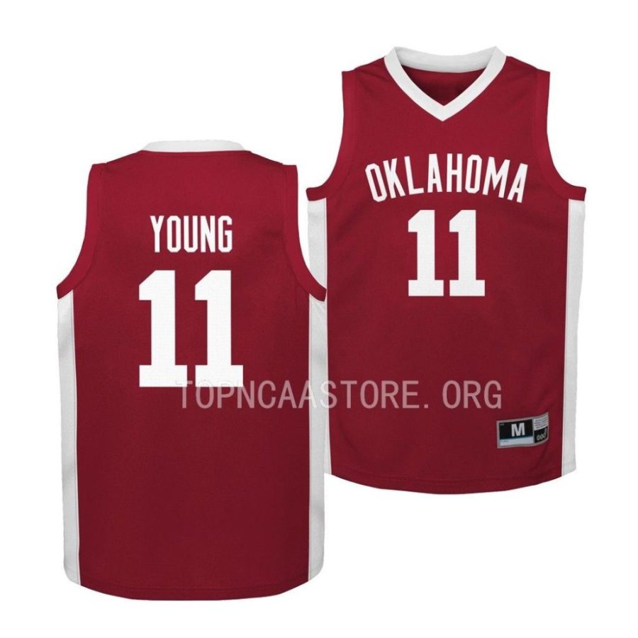 oklahoma sooners trae youn youth crimson alumni basketball jersey scaled