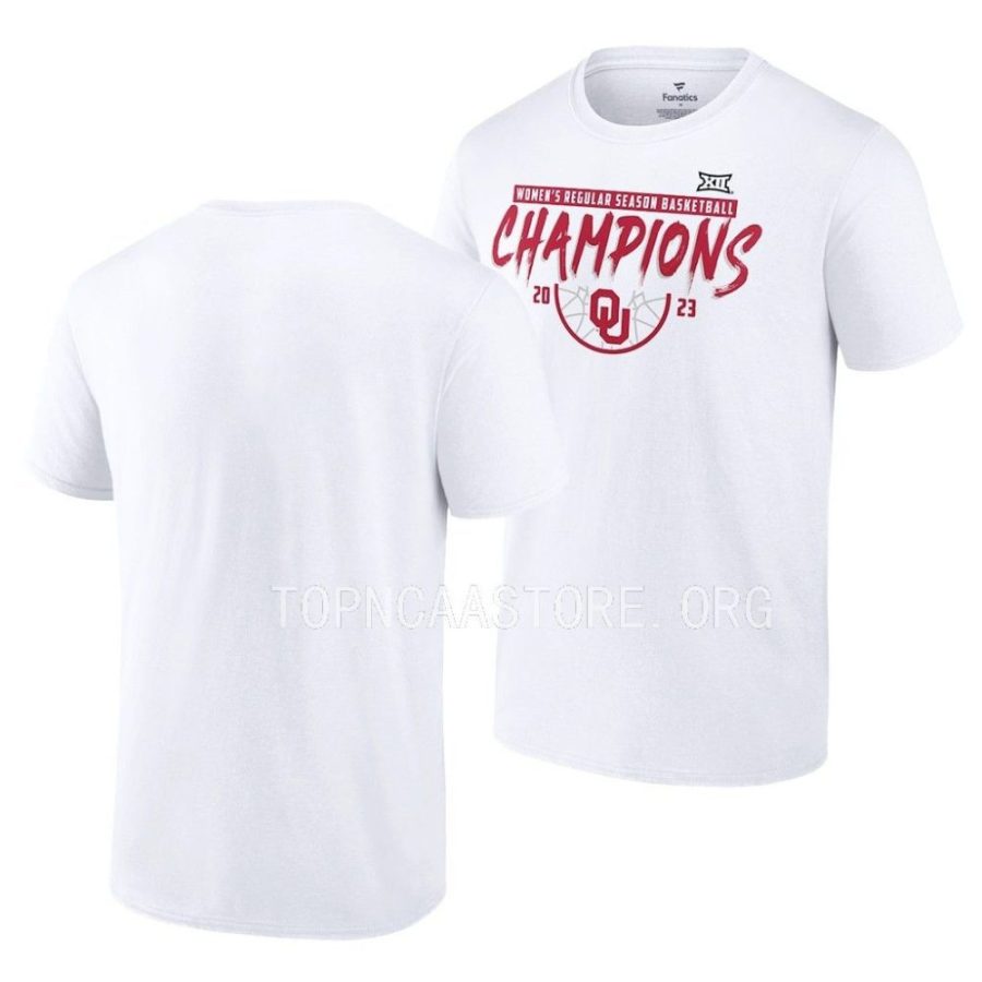 oklahoma sooners white 2023 big 12 regular season champions womens basketball men t shirt scaled