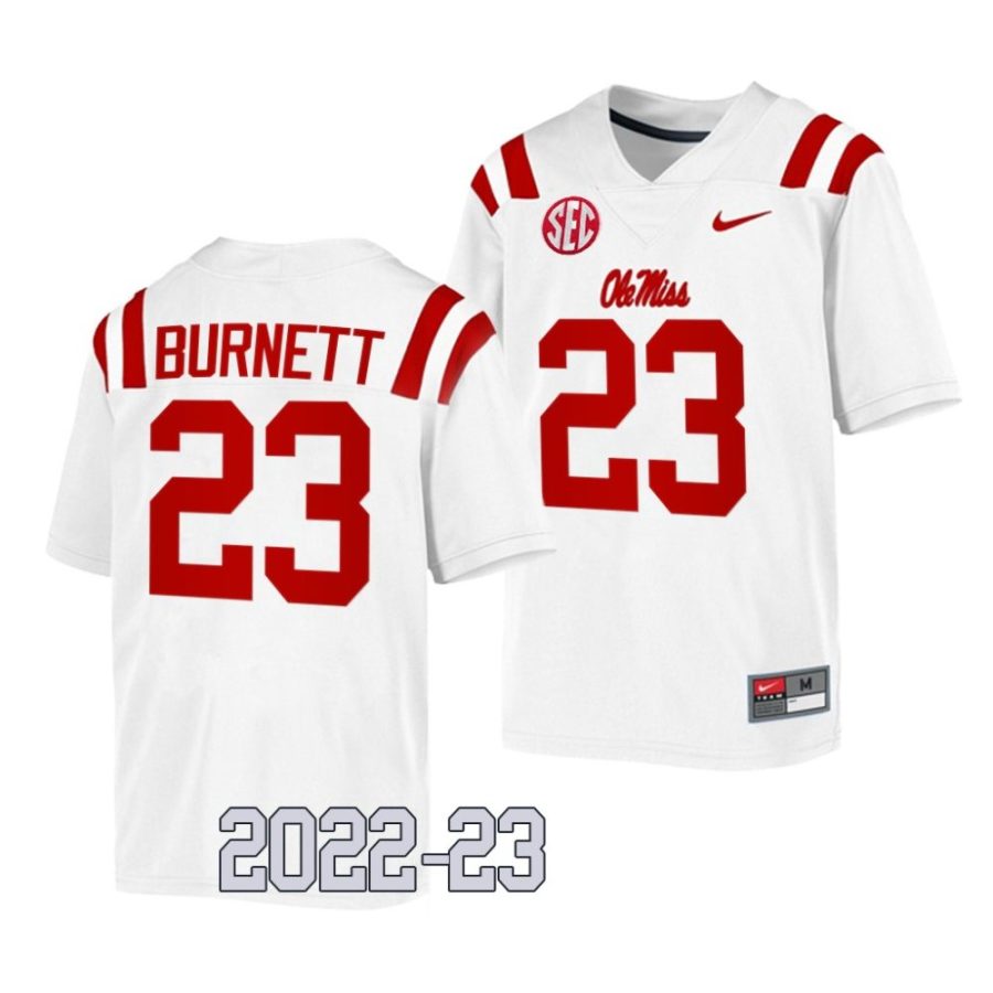 ole miss rebels drew burnett white 2022 23college football game jersey scaled