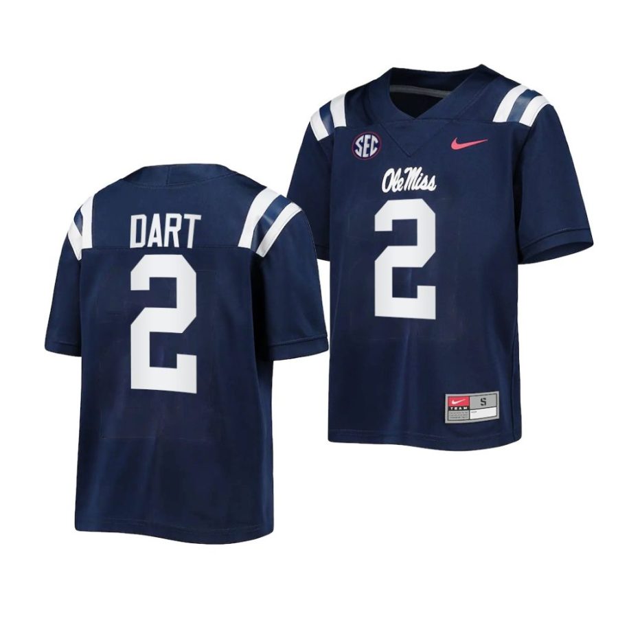 ole miss rebels jaxson dart youth navy untouchable game 2022 23 jersey scaled