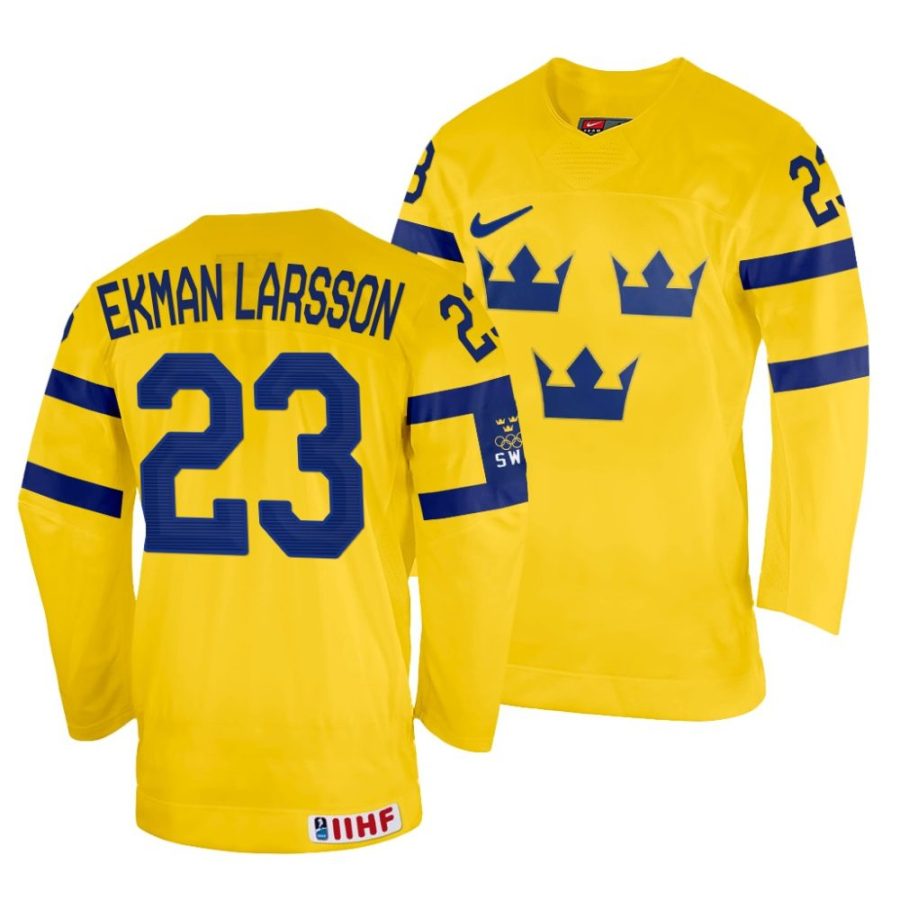 oliver ekman larsson home 2022 iihf world championship yellow jersey scaled