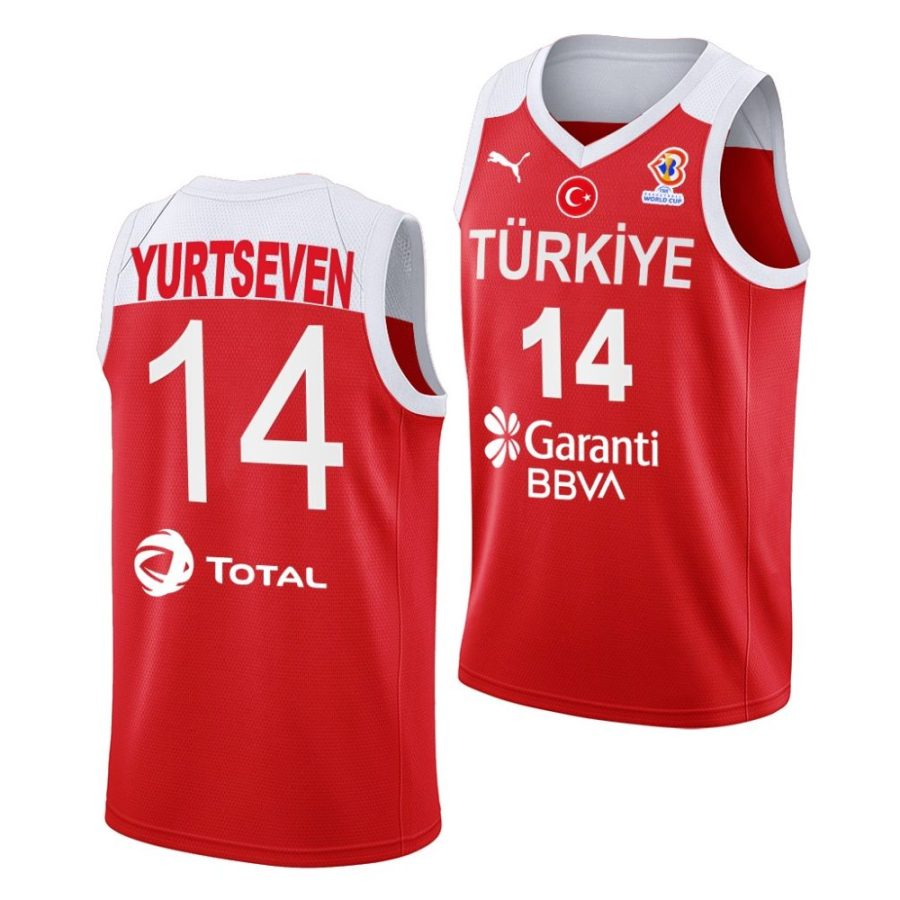 omer yurtseven turkey 2022 fiba basketball world cup red away jersey scaled