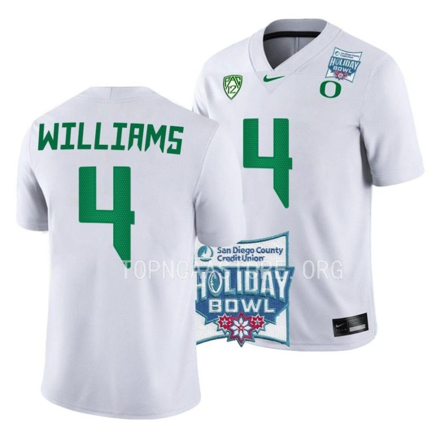 oregon ducks bennett williams white 2022 holiday bowl game football jersey scaled