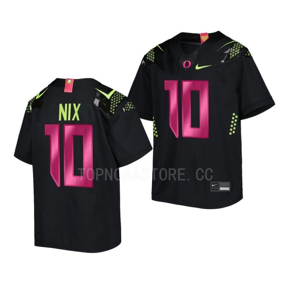 oregon ducks bo nix black breast cancer awareness youth jersey scaled