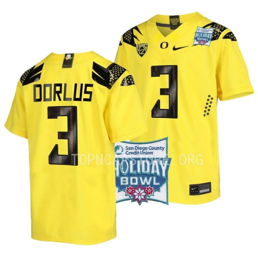 oregon ducks brandon dorlus yellow 2022 holiday bowl alternate football jersey scaled