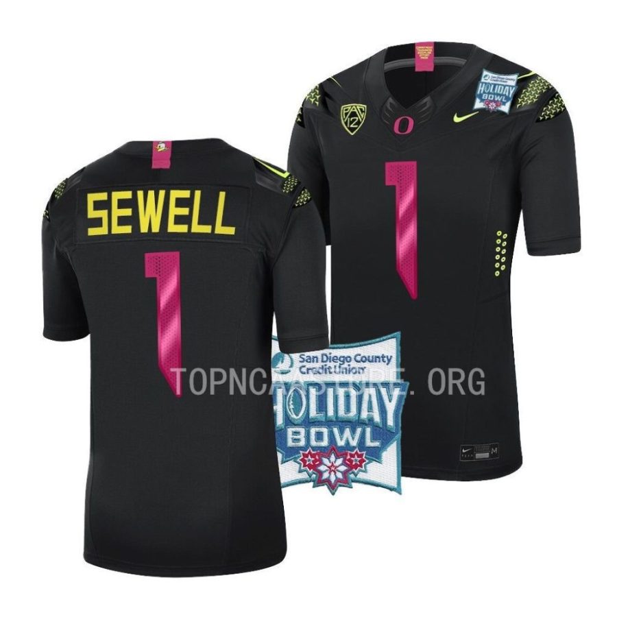 oregon ducks noah sewell black 2022 holiday bowl alternate limited jersey scaled