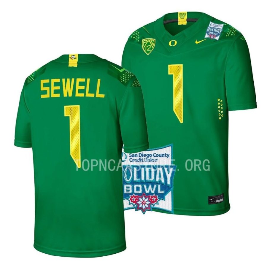 oregon ducks noah sewell green 2022 holiday bowl college football jersey scaled