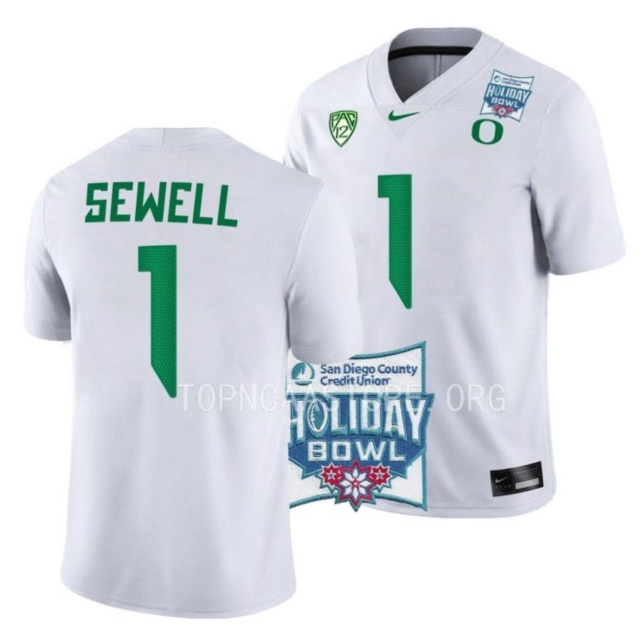 oregon ducks noah sewell white 2022 holiday bowl game football jersey scaled