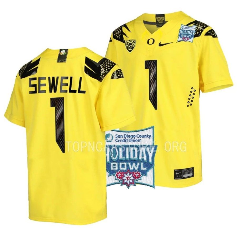 oregon ducks noah sewell yellow 2022 holiday bowl alternate football jersey scaled