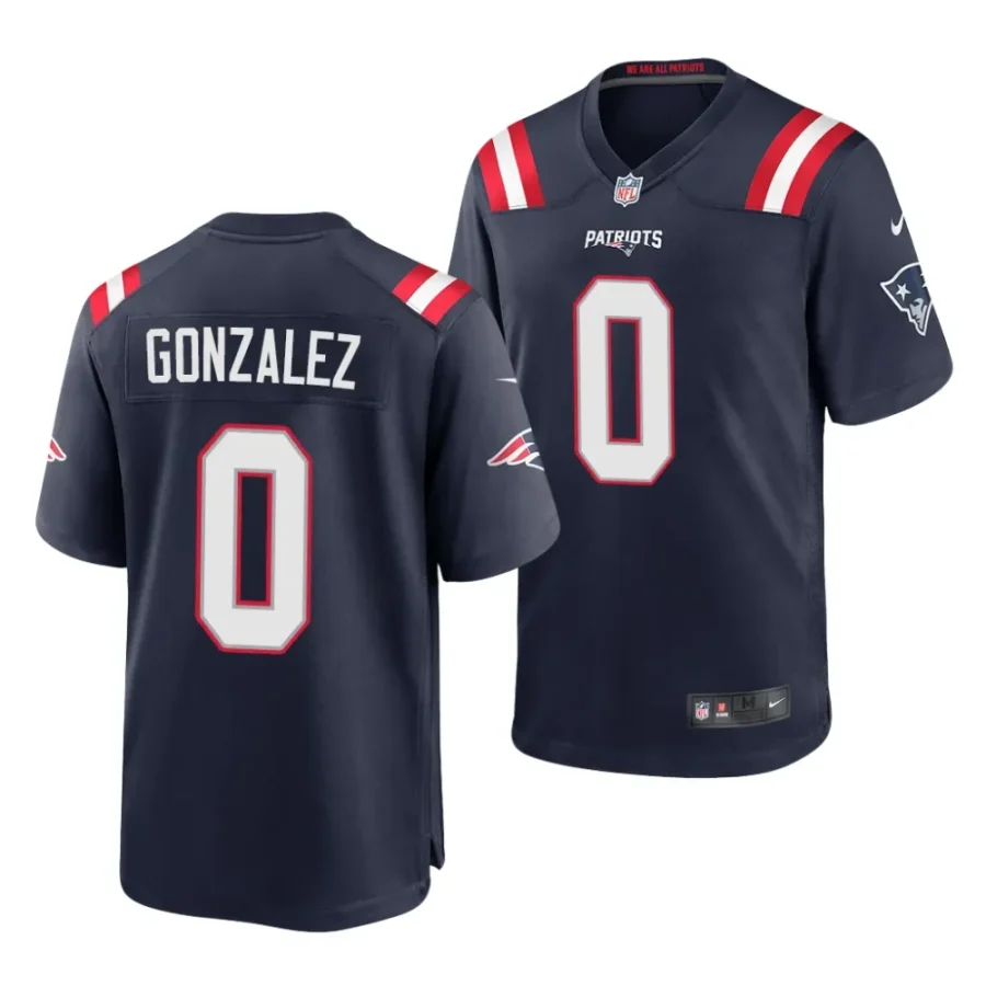 patriots christian gonzalez navy 2023 nfl draft game jersey scaled