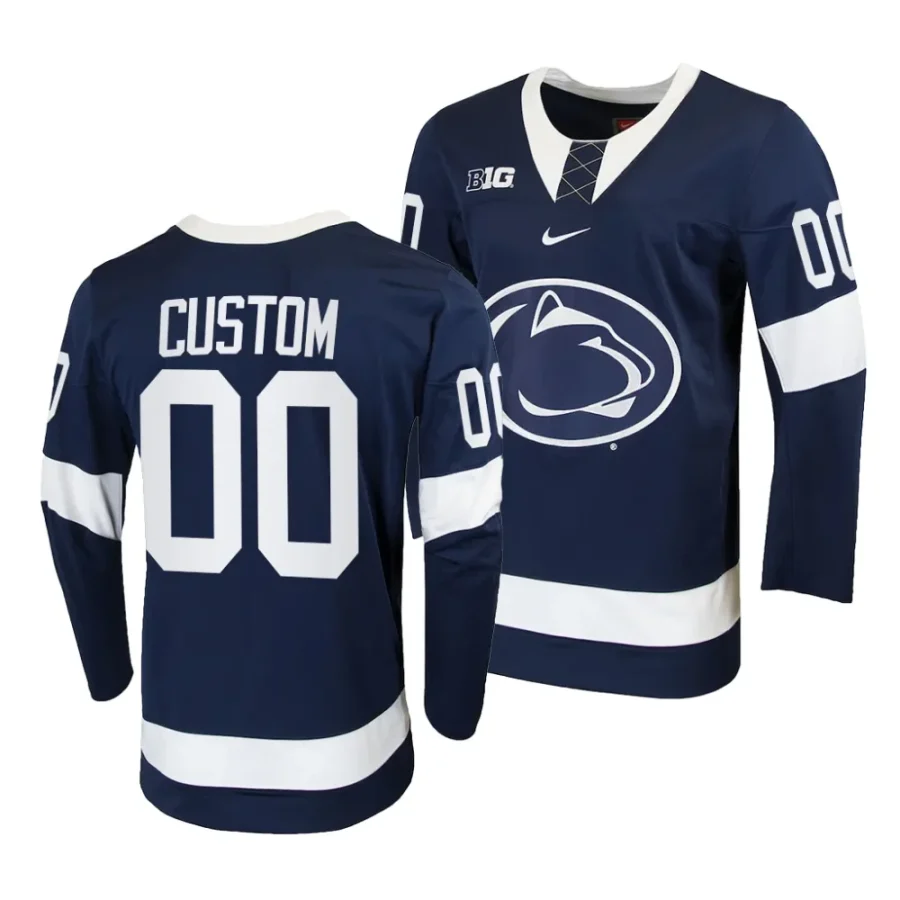 penn state nittany lions custom 2023 24 college hockey navy replica jersey scaled