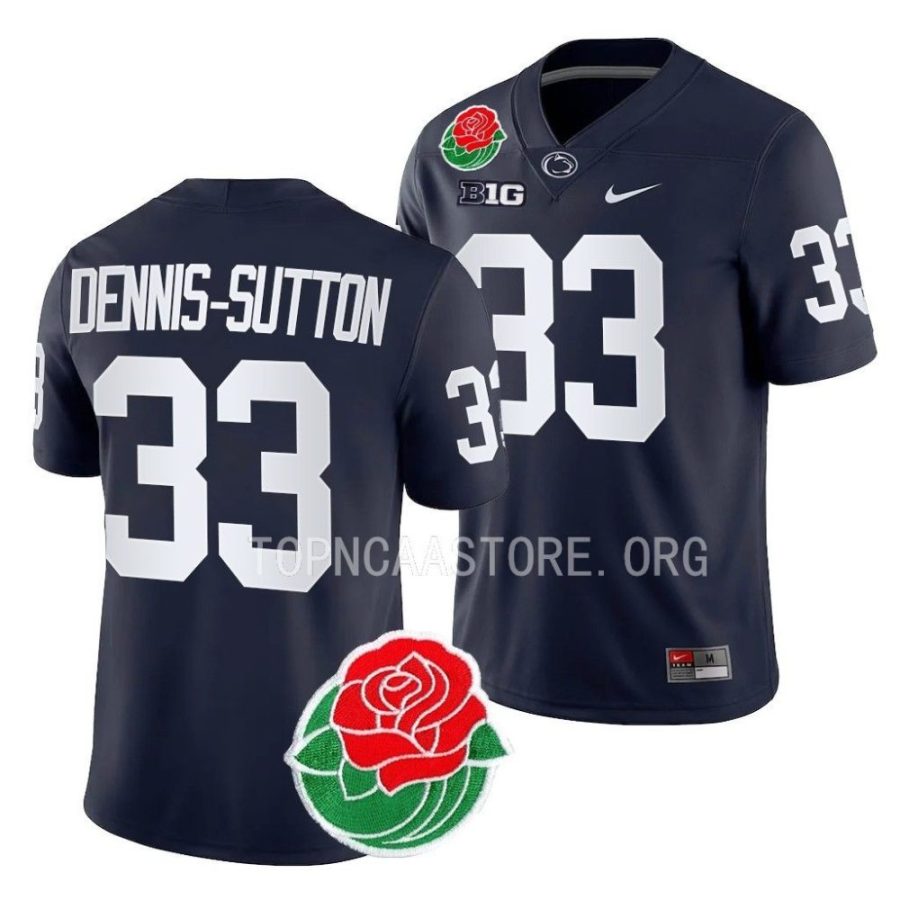 penn state nittany lions dani dennis sutton navy 2023 rose bowl college football jersey scaled