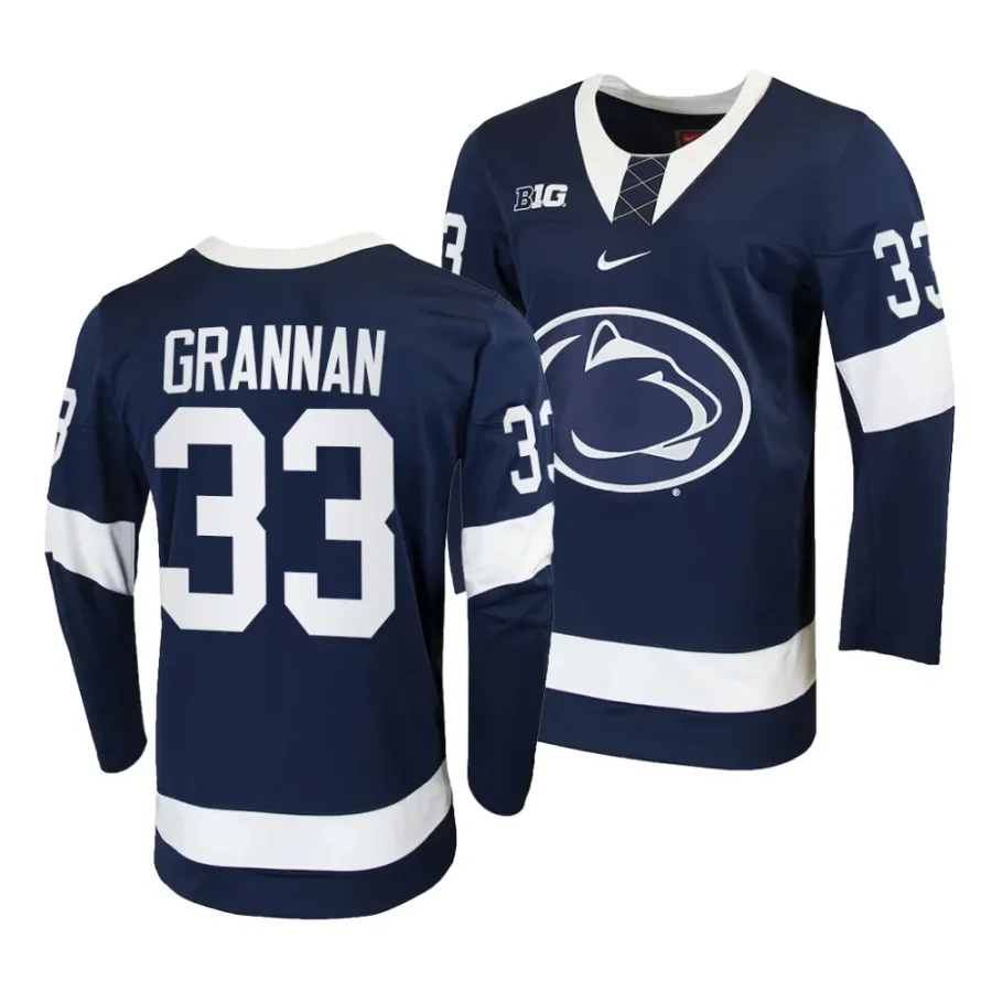 penn state nittany lions noah grannan 2023 24 college hockey navy replica jersey scaled