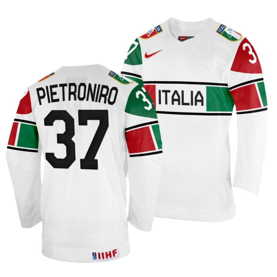 phil pietroniro white 2022 iihf world championship italy home jersey scaled