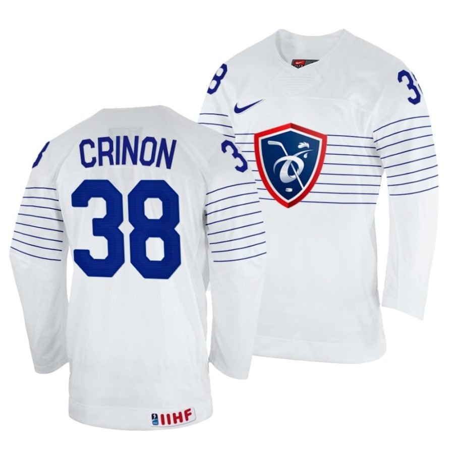 pierre crinon white 2022 iihf world championship france home jersey scaled