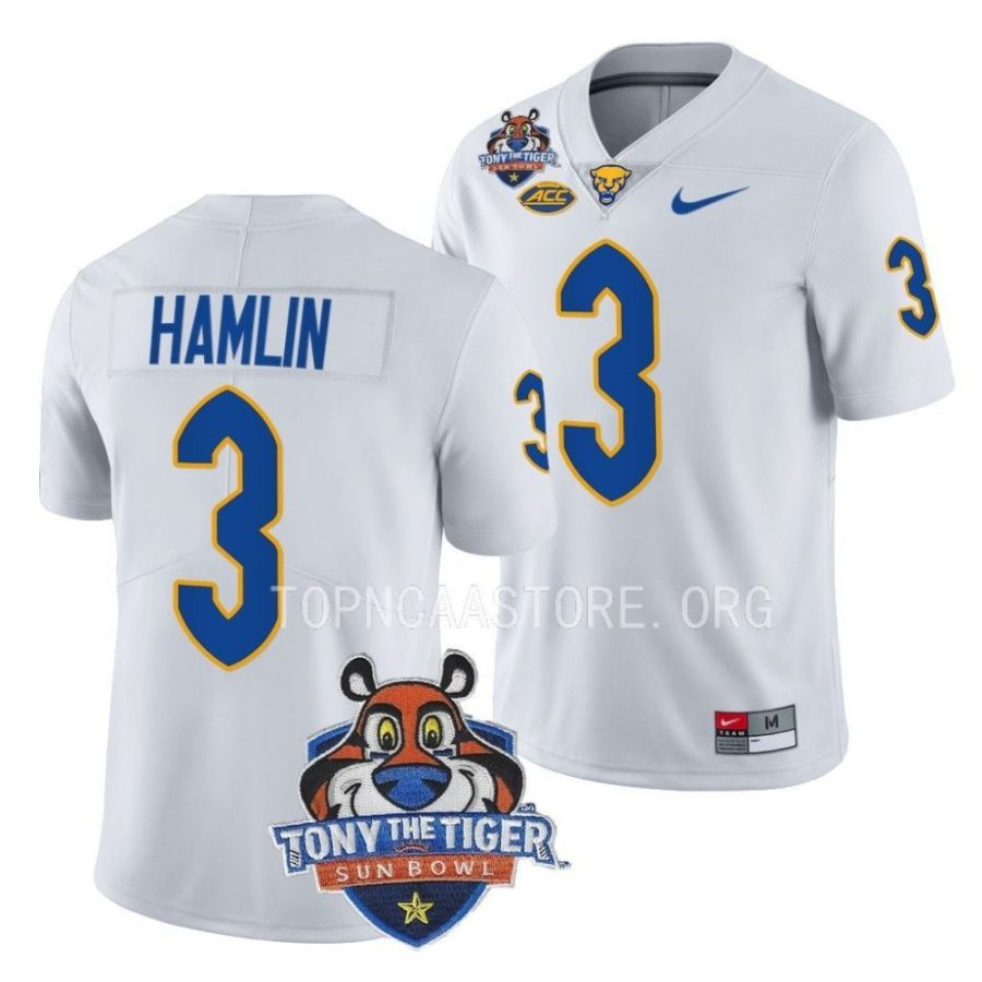 pitt panthers damar hamlin white 2022 tony the tiger sun bowl alumni jersey scaled