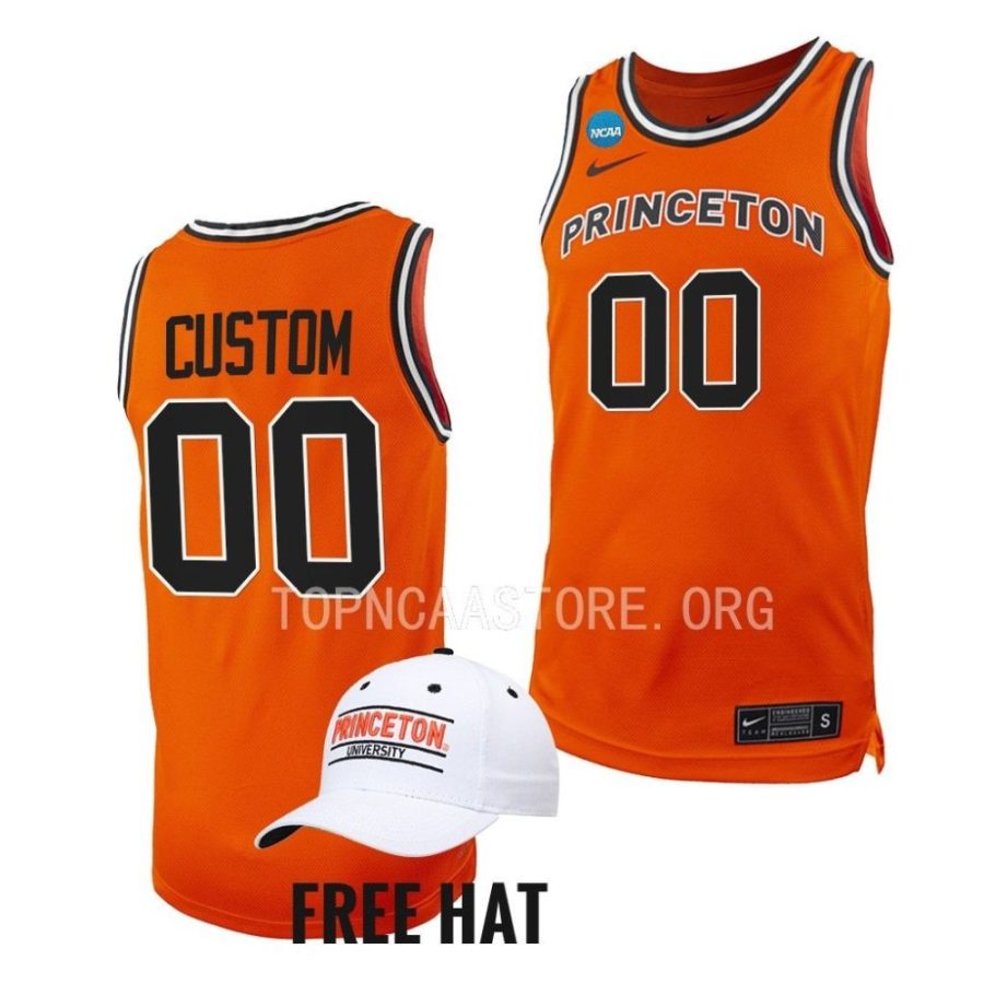 princeton tigers custom 2023 ncaa march madness mens basketball orange jersey scaled