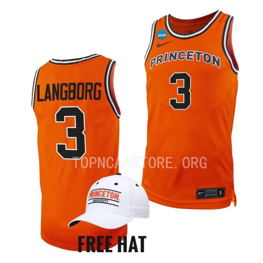 princeton tigers ryan langborg 2023 ncaa march madness mens basketball orange jersey scaled