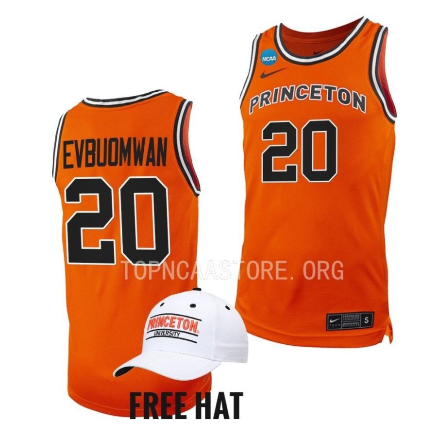 princeton tigers tosan evbuomwan 2023 ncaa march madness mens basketball orange jersey scaled