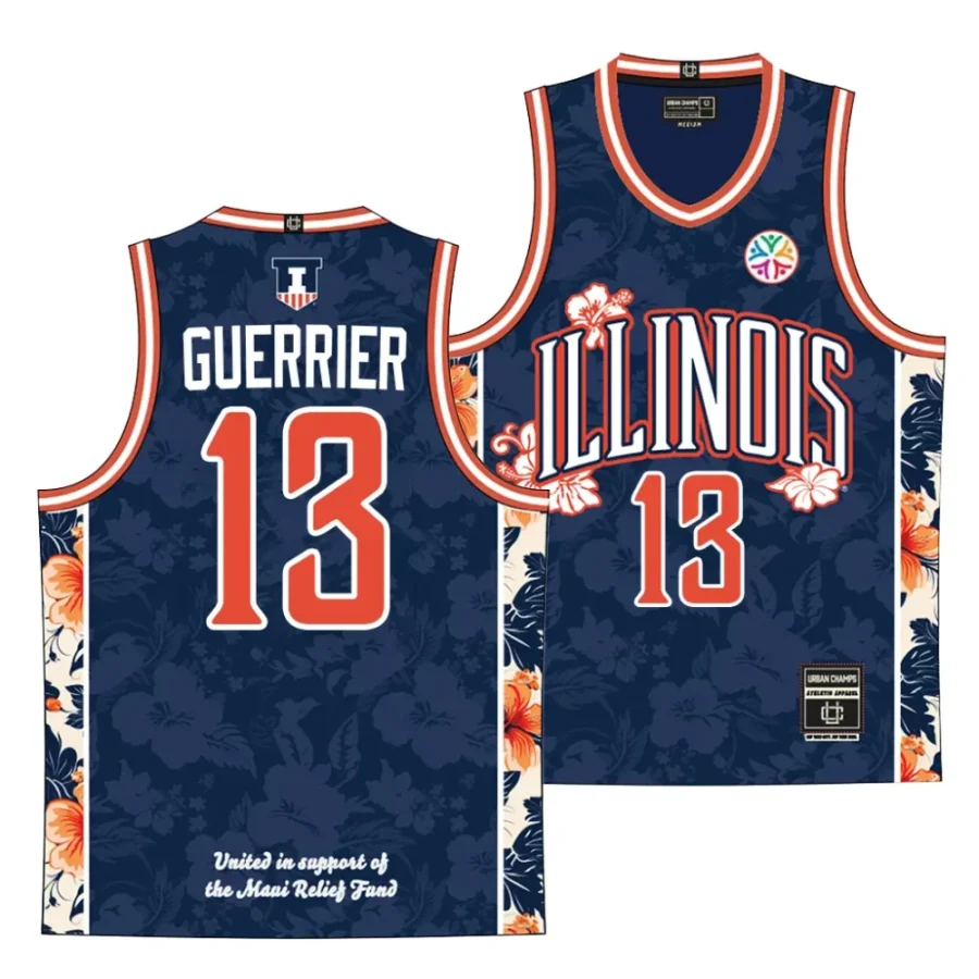 quincy guerrier navy maui relief illinois fighting illinibasketball jersey scaled