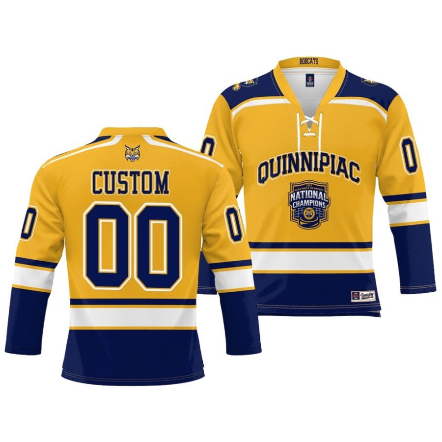 quinnipiac bobcats custom 2023 ncaa national champions gold ice hockey jersey scaled