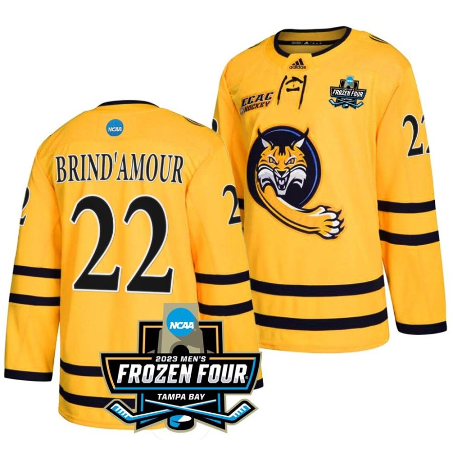 quinnipiac bobcats skyler brind'amour 2023 ncaa frozen four gold ice hockey jersey scaled