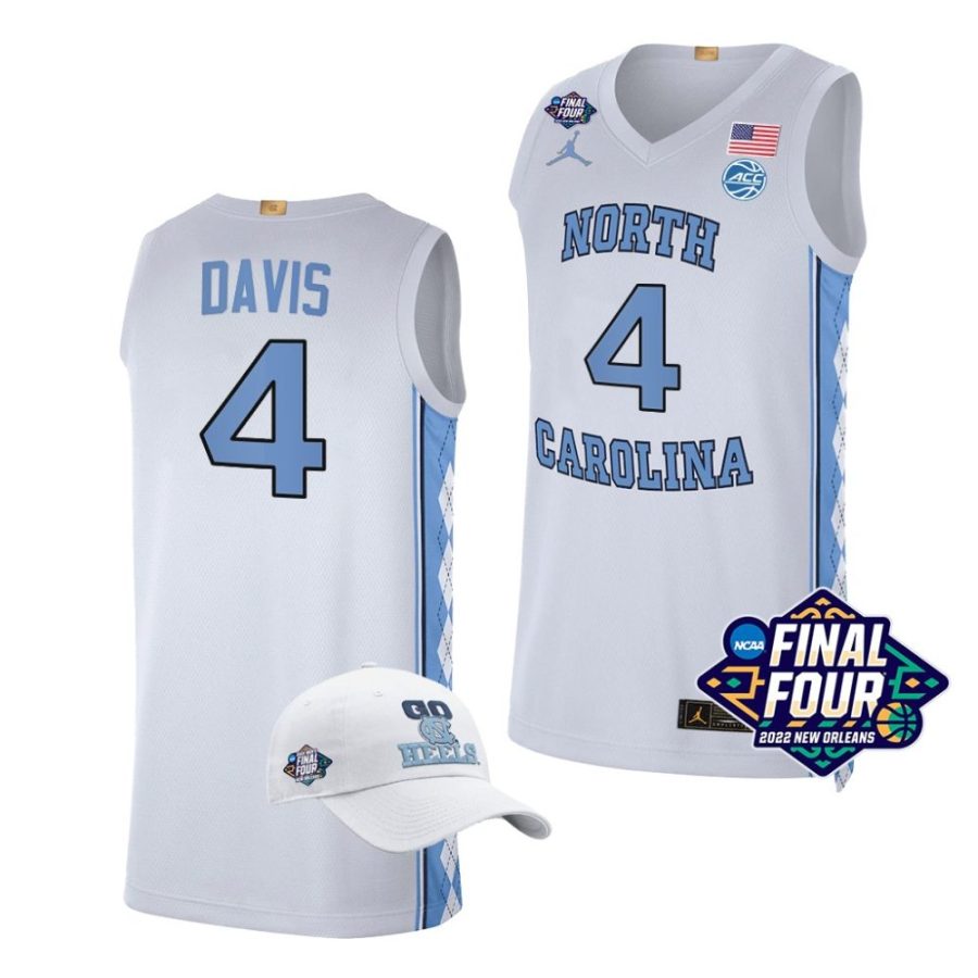 r.j. davis white 2022 march madness final four north carolina tar heels jersey scaled