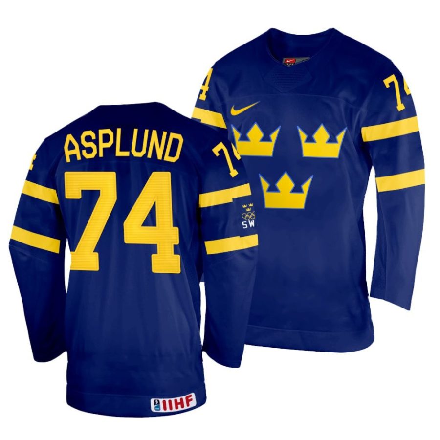 rasmus asplund navy 2022 iihf world championship sweden away jersey scaled