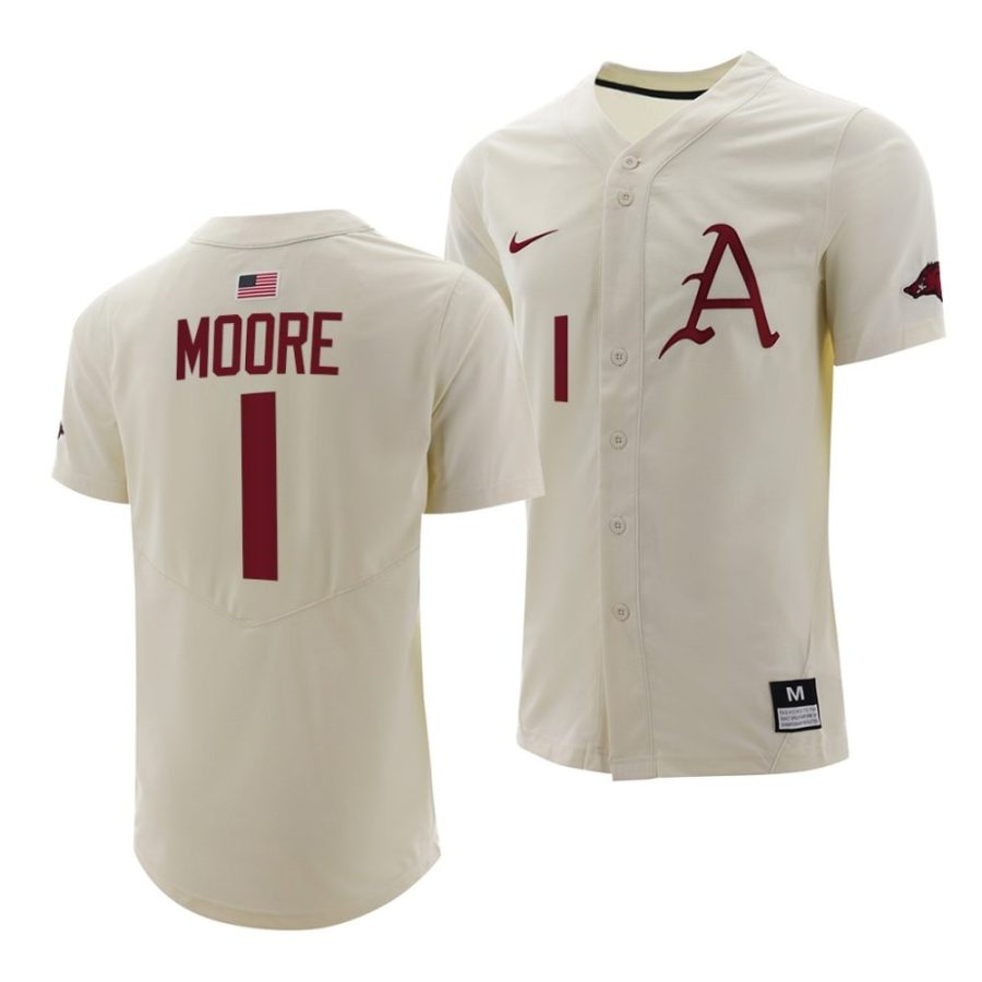 robert moore arkansas razorbacks college baseball menfull button jersey scaled