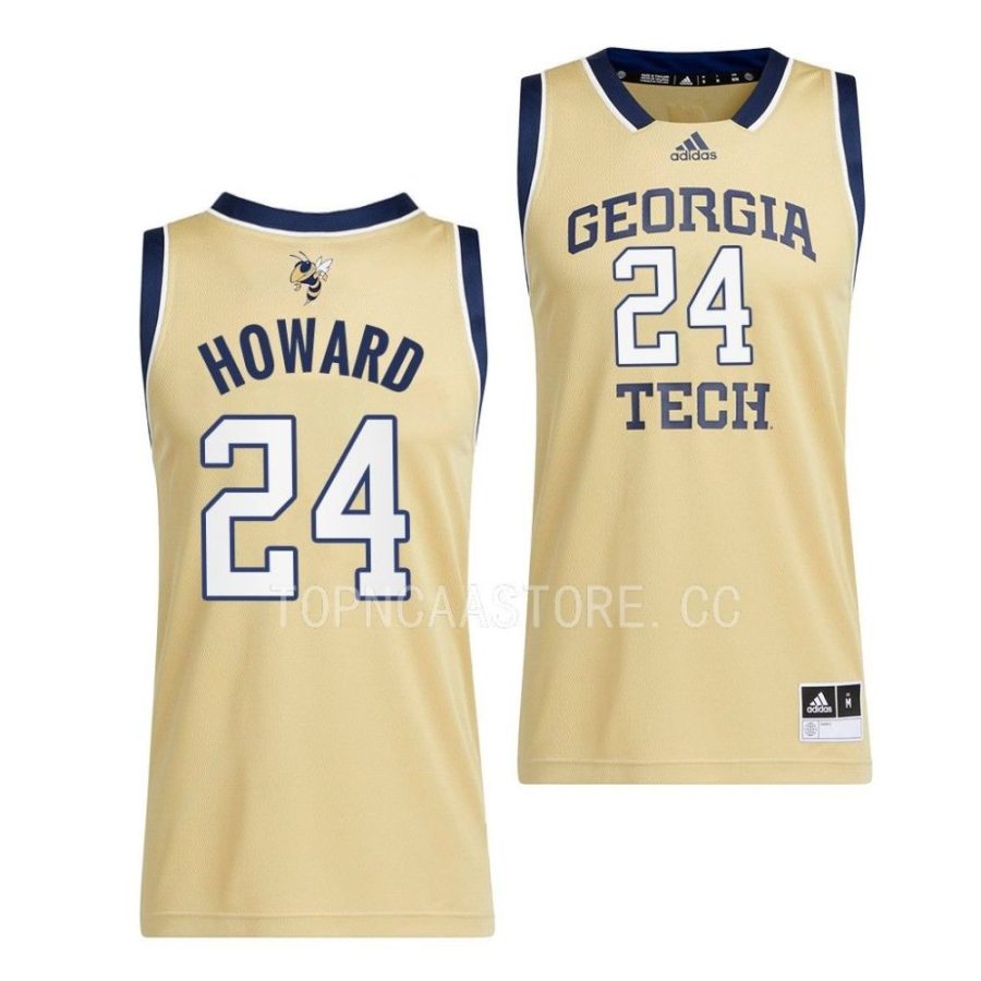 rodney howard georgia tech yellow jackets 2022 23swingman basketball beige jersey scaled