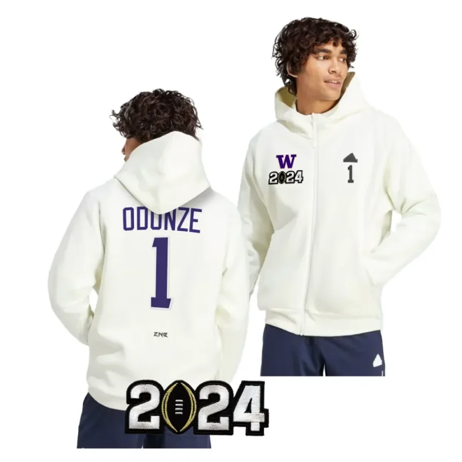 rome odunze white cfbplayoff 2024 national championship washington huskies ziphoodie scaled