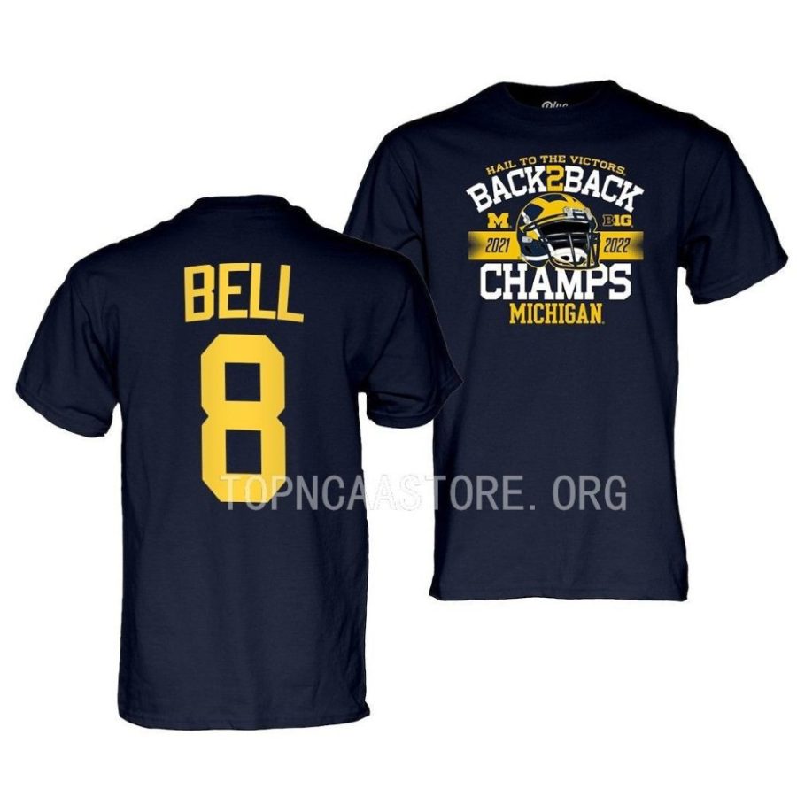 ronnie bell navy 2022 back to back big 10 champs football t shirts scaled