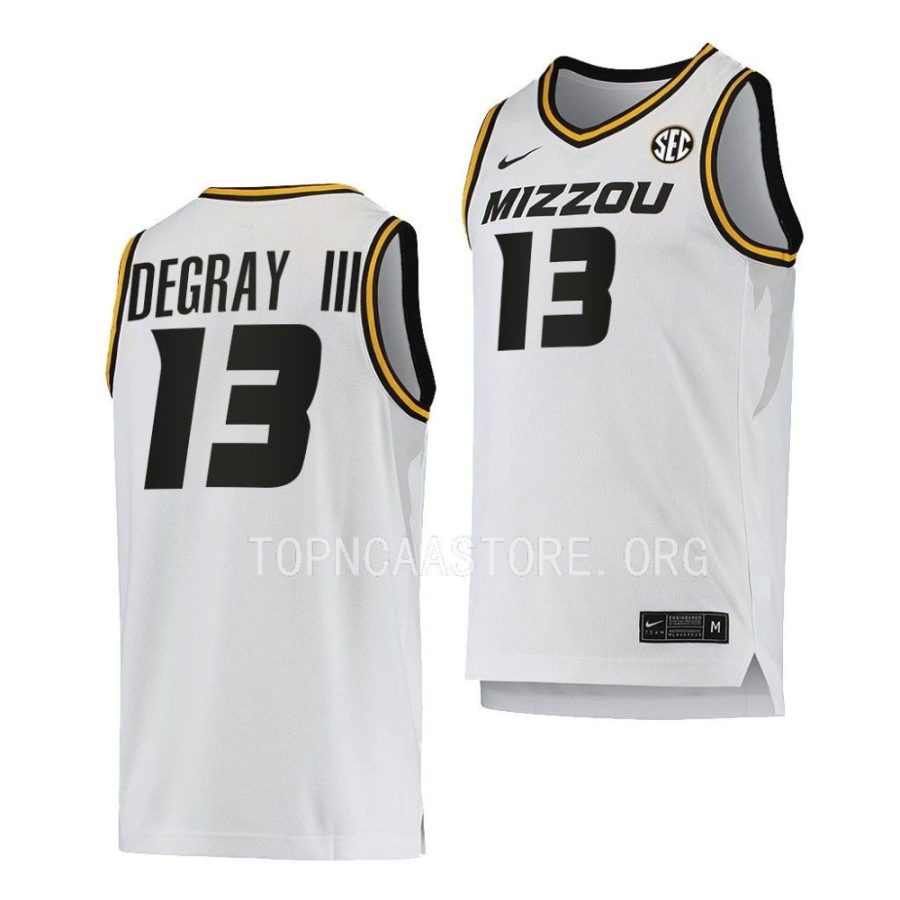 ronnie degray iii missouri tigers 2022 23home basketball white jersey scaled