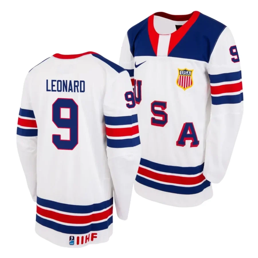 ryan leonard home 2022 iihf world u18 championships white jersey scaled