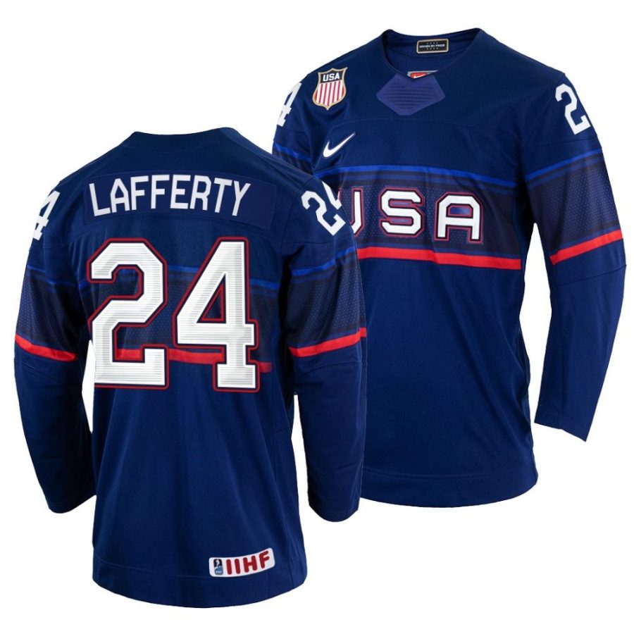 sam lafferty away 2022 iihf world championship navy jersey scaled