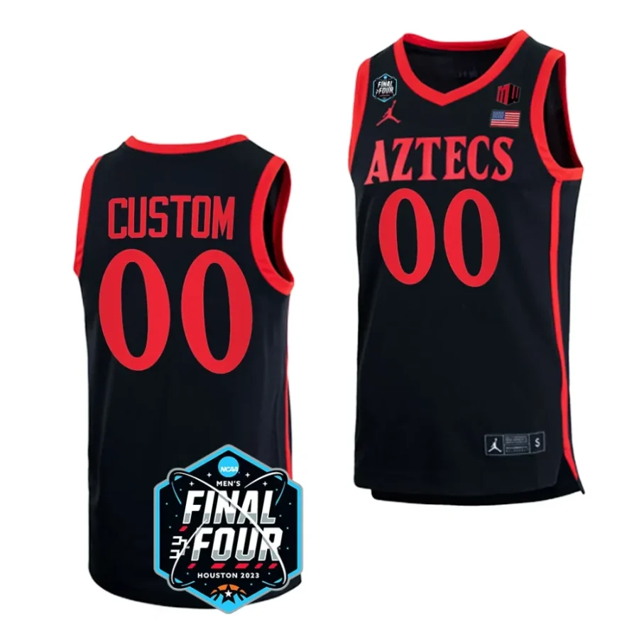 san diego state aztecs custom 2023 ncaa national championship march madness black jersey scaled