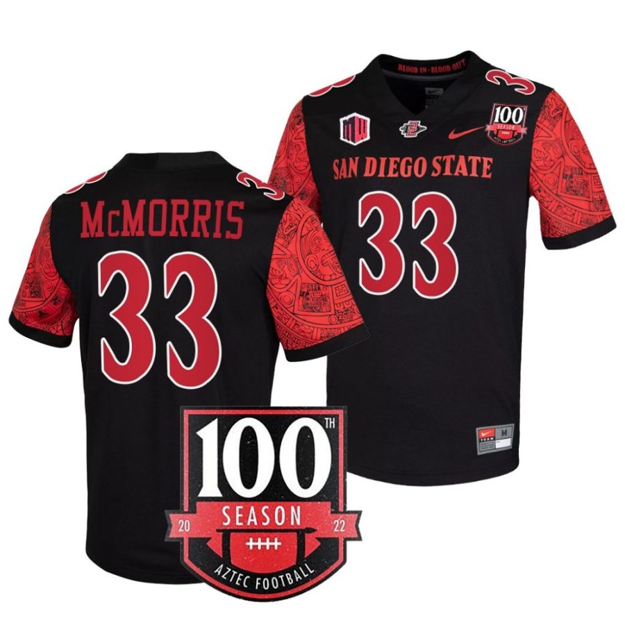 san diego state aztecs patrick mcmorris black 100th season patch football jersey scaled