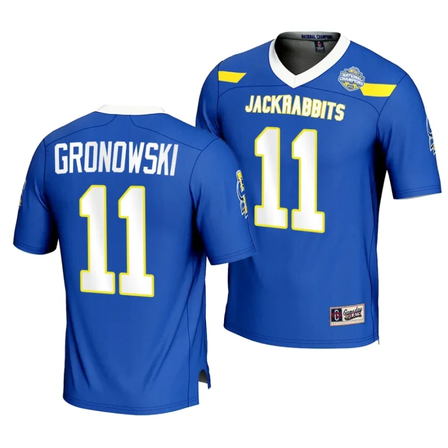 sdsu jackrabbits mark gronowski blue 2023 fcs football national champions fashion jersey scaled