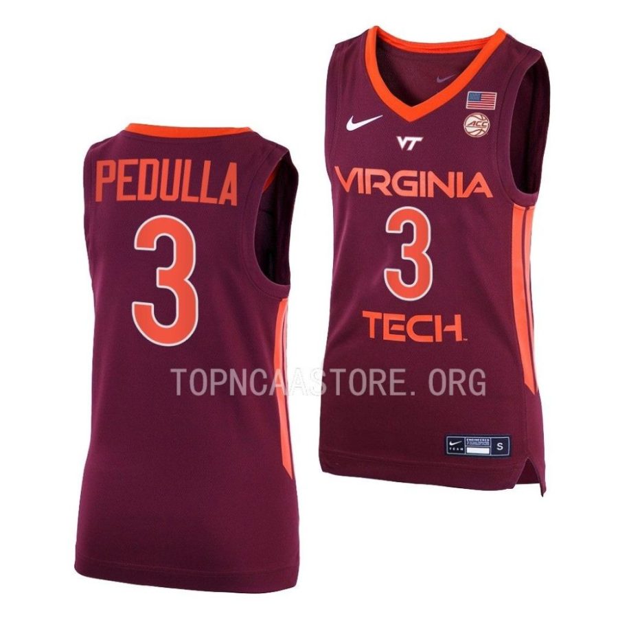 sean pedulla virginia tech hokies away basketball 2022 23 replica jersey scaled