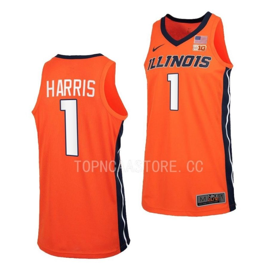 sencire harris illinois fighting illini 2022 23replica basketball orange jersey scaled