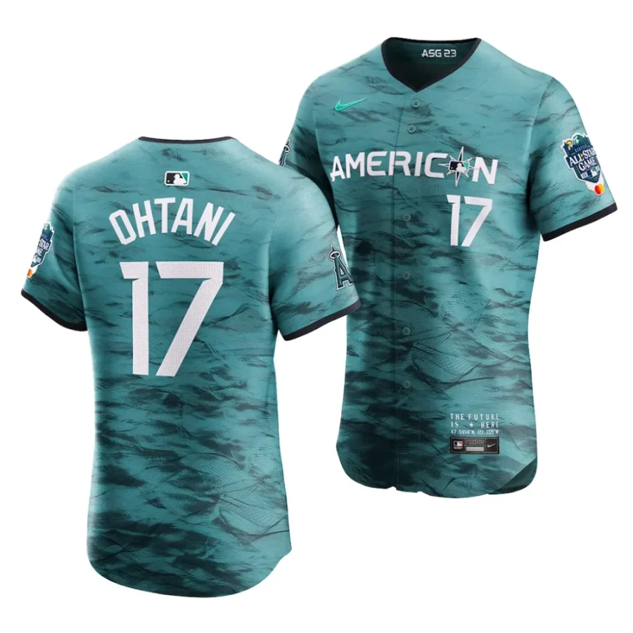 shohei ohtani american league teal2023 mlb all star game menvapor premier elite player jersey scaled