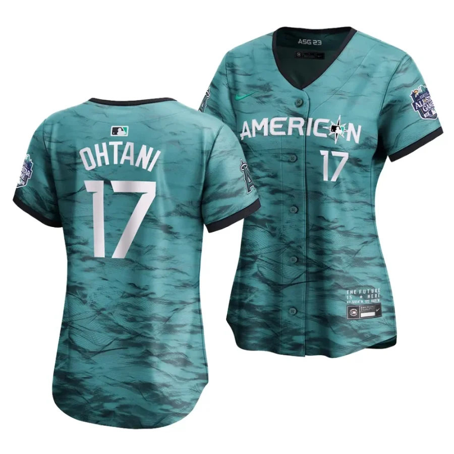 shohei ohtani teal american league2023 mlb all star game women jersey scaled