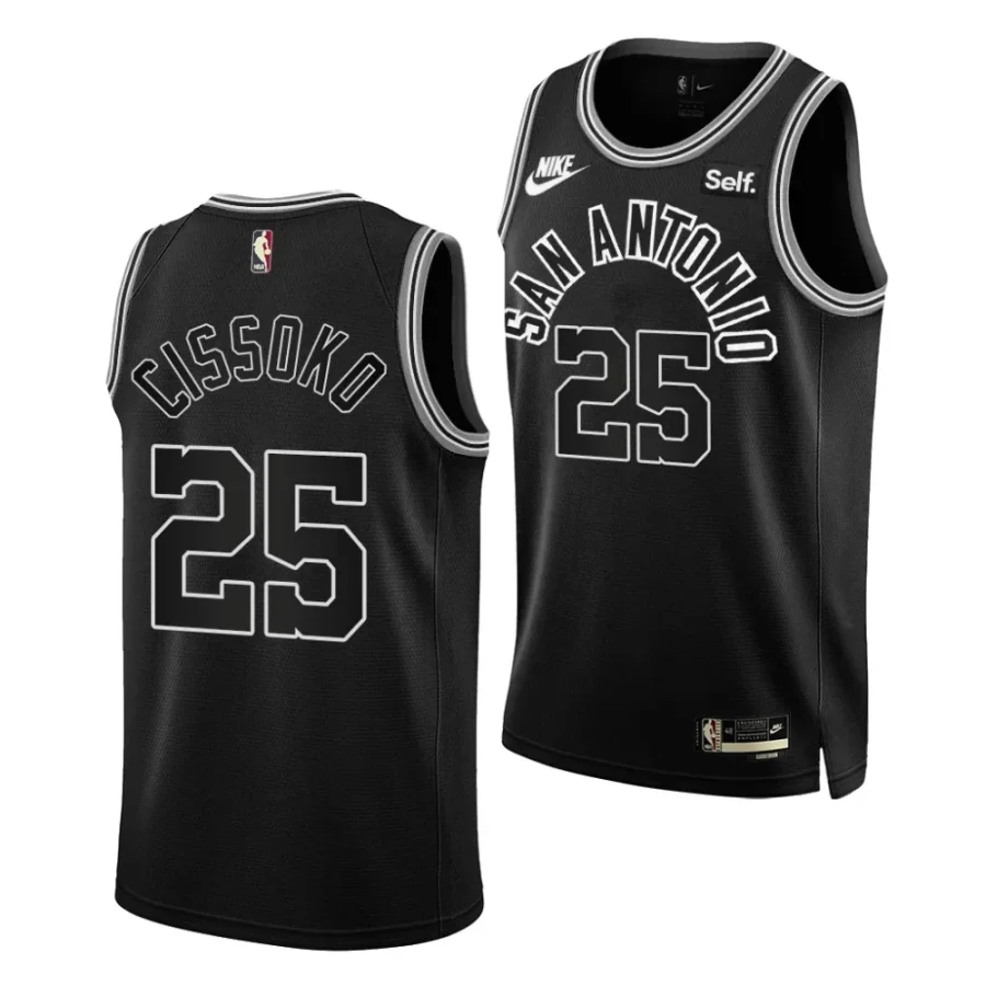 sidy cissoko spurs 2023 nba draft black classic edition men jersey scaled