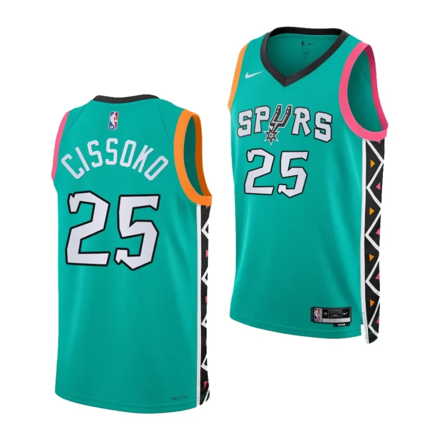 sidy cissoko spurs 2023 nba draft turquoise city edition men jersey scaled