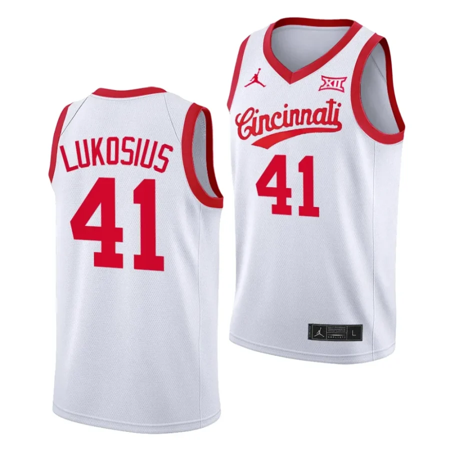 simas lukosius white 70s throwback cincinnati bearcatsbasketball jersey scaled