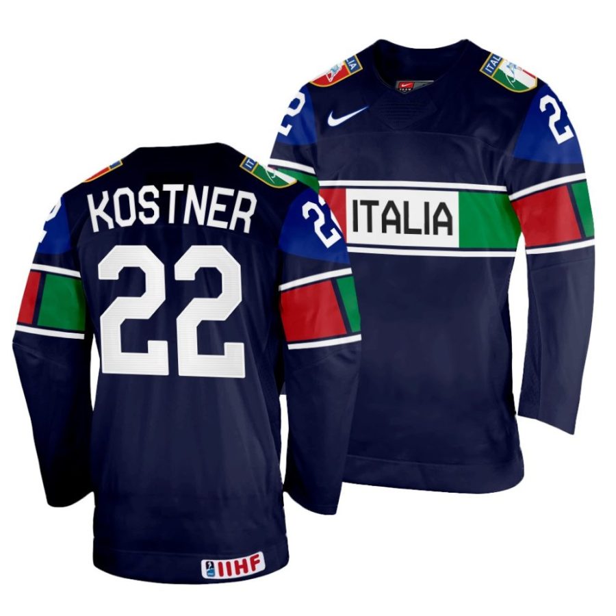 simon kostner away 2022 iihf world championship navy jersey scaled